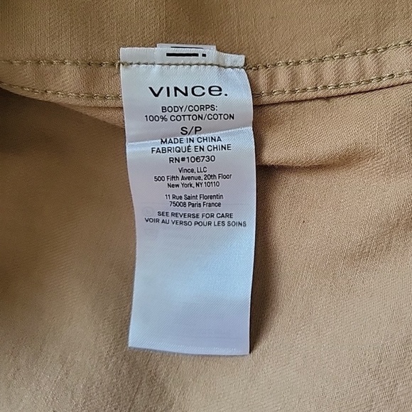 Vince Women's Twill Cotton Button Up Relaxed Shirt in Camel - Picture 9 of 9